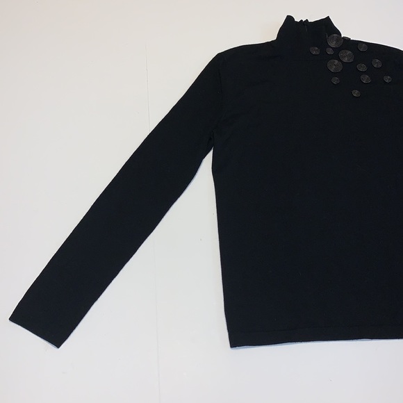 Akris Punto Black Wool Mock Neck Sweater - Women’s Size 10 - Picture 4 of 10